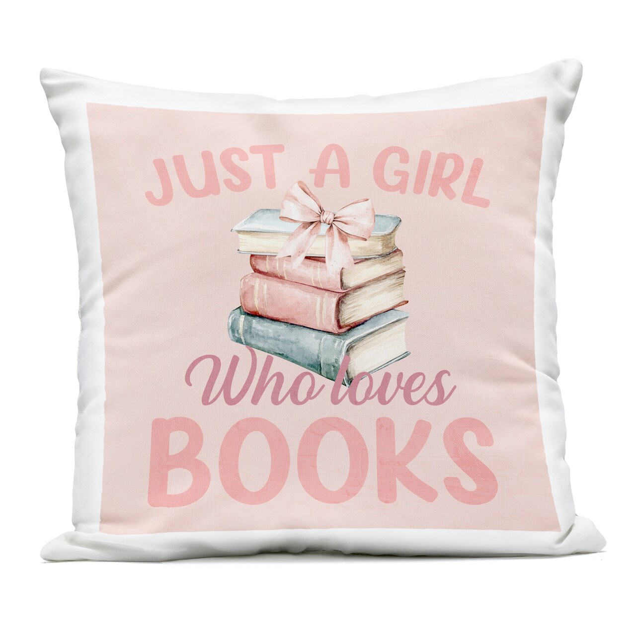 Stupell Industries Reader Girl Who Loves Books Outdoor Printed Pillow, design by Kim Allen, 18 x 7 x 18